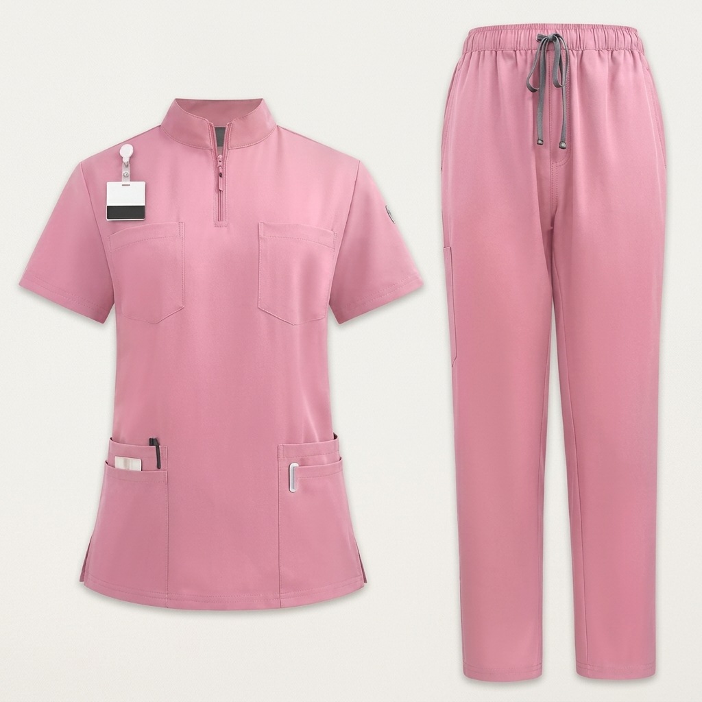 Unisex Scrub Set – Mandarin Collar Zip Top & Pants, Stretch, 6 Pockets - Image 5