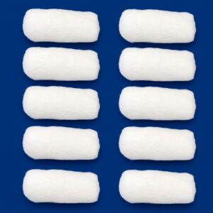 10 White Salon Towels 10 rolled white salon towels laid out in two rows